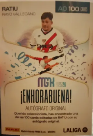 Carta Ratiu Autógrafo Original Panini