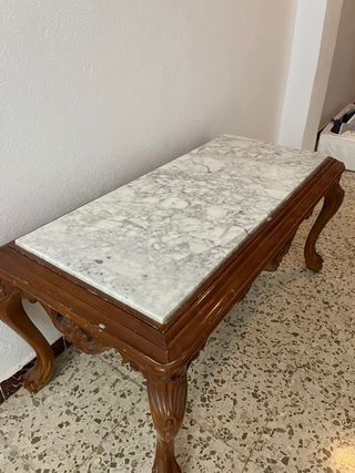 Mesa auxiliar madera y mármol