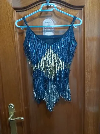 Top fiesta lentejuelas azulon y dorado