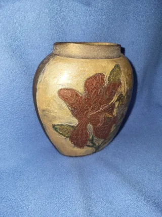 Jarrón Chino Metal Esmaltado Flores cloisonné