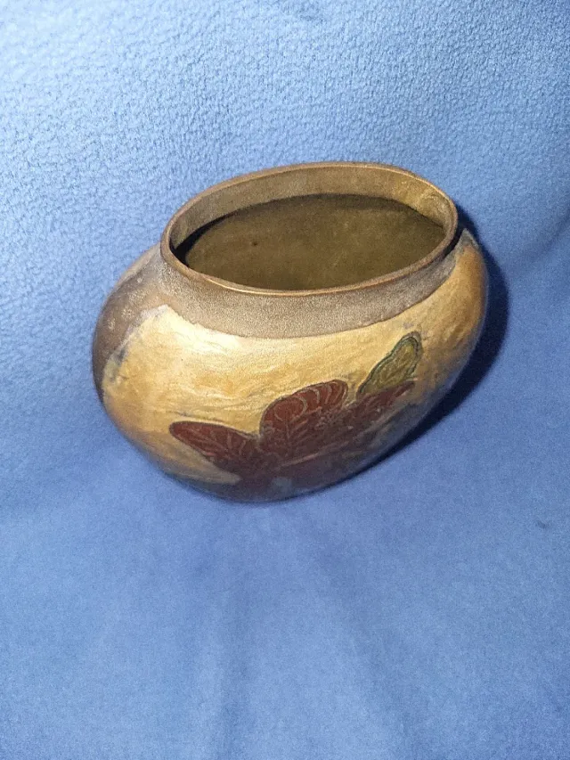 Jarrón Chino Metal Esmaltado Flores cloisonné