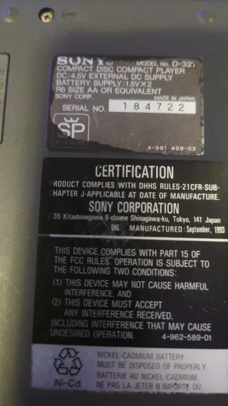 Sony Discman D-321 ESP Reproductor CD