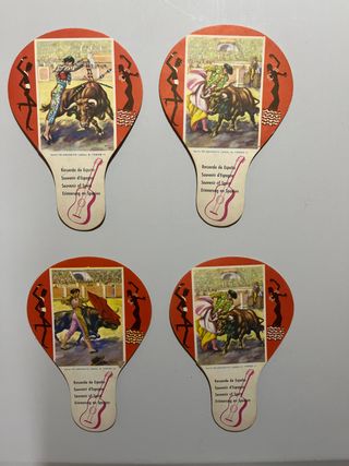 4 Abanicos Españoles Toros Pay pay Antiguo