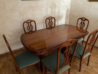 Mesa de comedor y 6 sillas madera