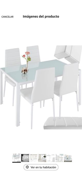 Mesa Comedor + 4 Sillas Blancas (Nuevo)