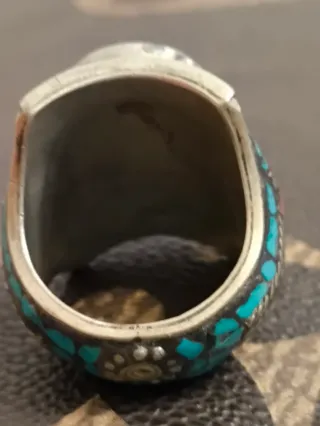 Anillo Plata Étnico Nepal Turquesa