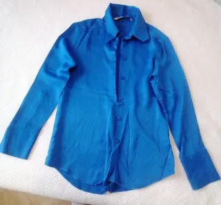 Camisa Zara Satinada Azul Talla XS