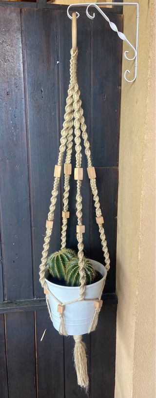 Portavaso Macramè e Legno