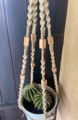 Portavaso Macramè e Legno