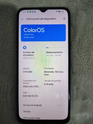 OPPO A75 5G 128 GB como nuevo