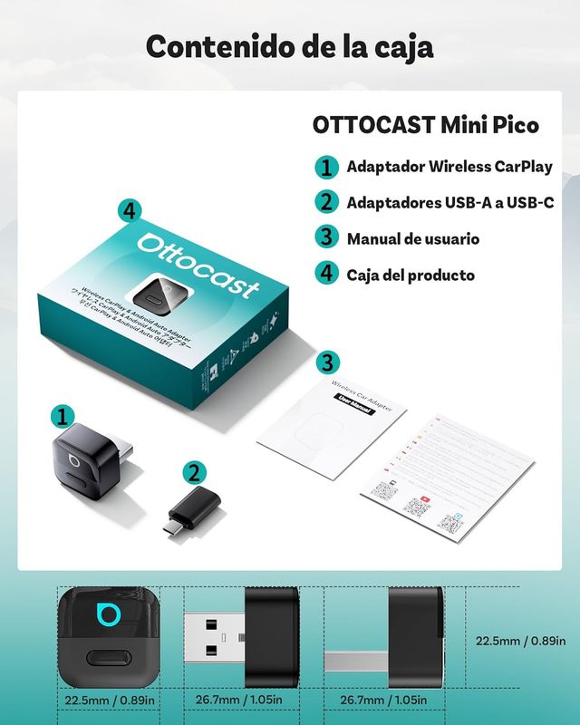 Ottocast Mini Pico Adattatore CarPlay Wireless