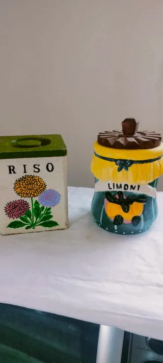 Set 2 Barattoli Ceramica Riso Limoni