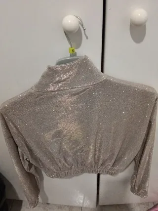 Chaqueta corta brillante dorada/plateada