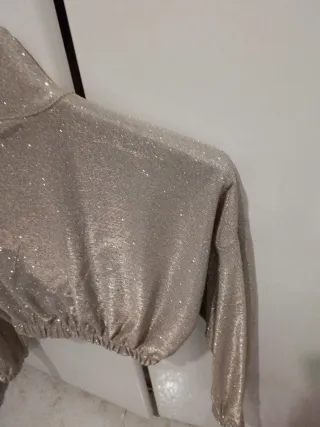 Chaqueta corta brillante dorada/plateada