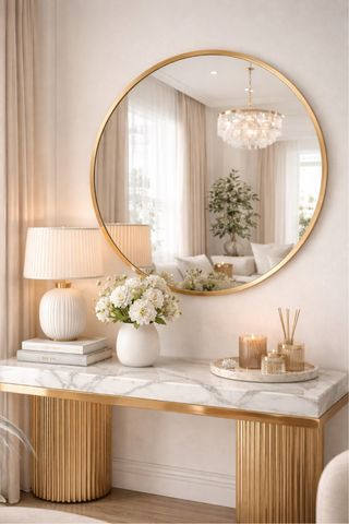 Espelho Redondo Dourado 50cm