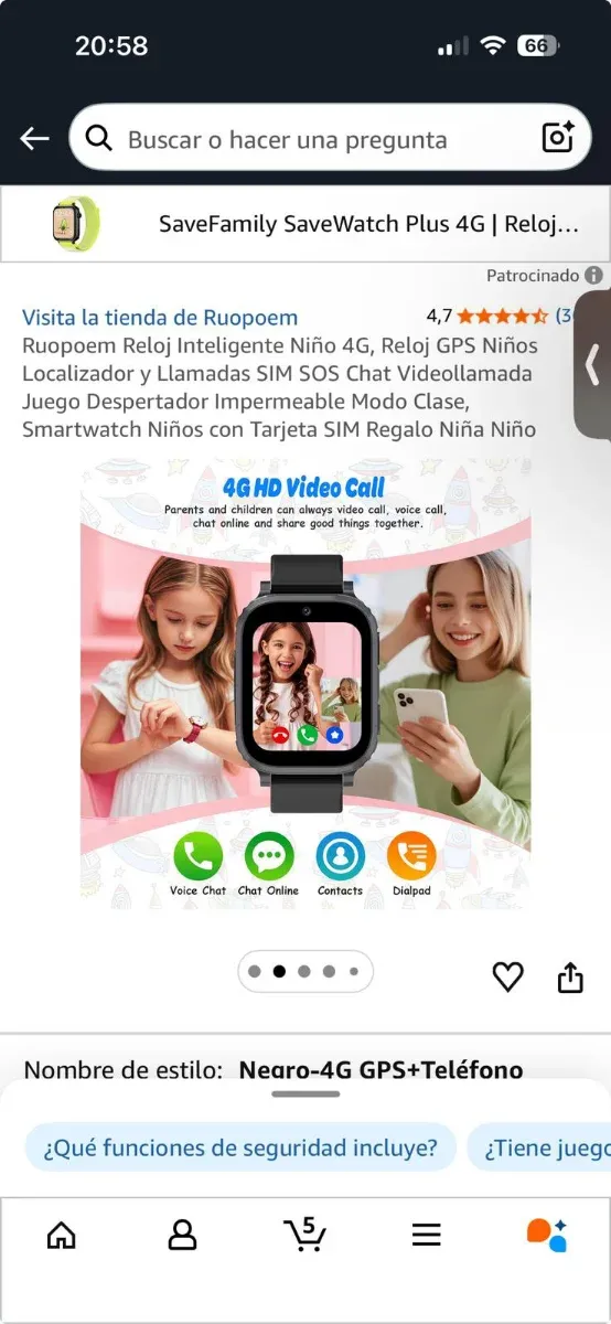 Reloj inteligente negro