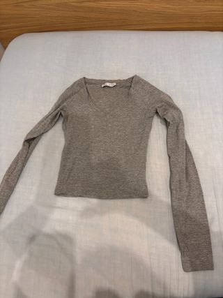 Top gris manga larga