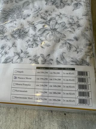 Completo Lenzuola Flanella Piazza Mezza
