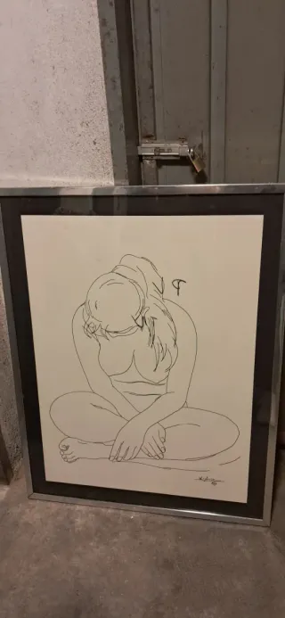 Disegno astratto su carta donna nuda