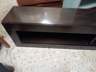 Mueble TV madera y metal negro/marrón