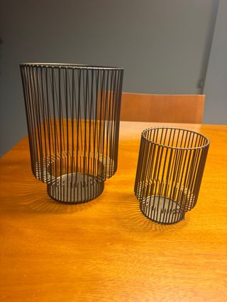 2 Portavelas Metálicos Negros