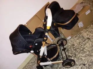 Carrito de bebé y silla coche negro