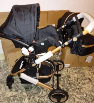 Carrito de bebé y silla coche negro