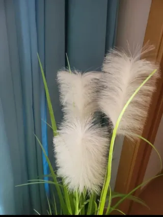 Hierba de las Pampas Artificial Verde y Blanca