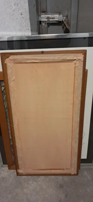 Quadro con scena di vita rurale batik