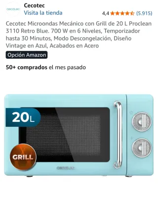 Cecotec Microondas Mecánico Retro Azul