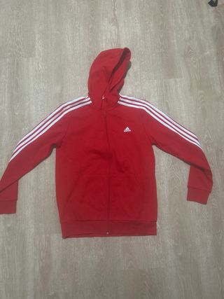 Sudadera Adidas Roja con Rayas Blancas