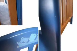 Cuna Prenatal Madera y Azul con Cajón