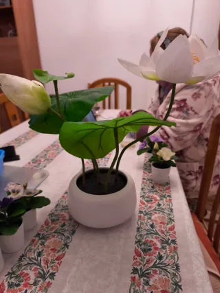 Maceta con Flores Artificiales Blancas