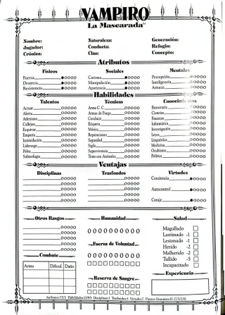 Juego de rol Vampiro: La Mascarada  (2a edición)