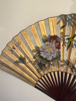 Abanico oriental decorativo de pared grande