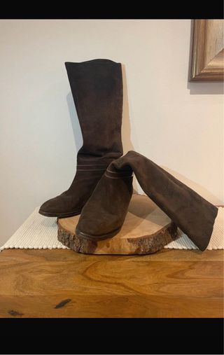 Stivali donna marroni in camoscio