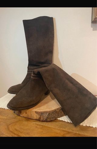 Stivali donna marroni in camoscio