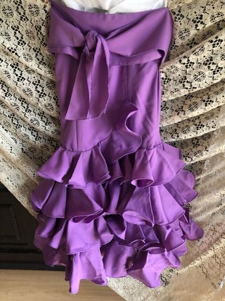 Conjunto Flamenco Niña Blanco y Morado