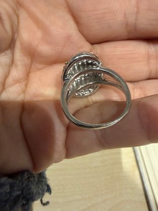 Anillo Acero Circonitas Ovalado