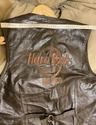 Chaleco Hard Rock Cafe Mexico Cuero Marrón