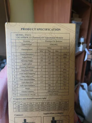 Transmisor y Receptor AV 5.8G 32CH TS832/RC832