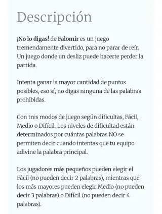 Juego de mesa ¡No lo digas!