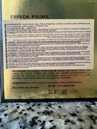 Perfume árabe mujer Espada Prime - 100ml - Nuevo