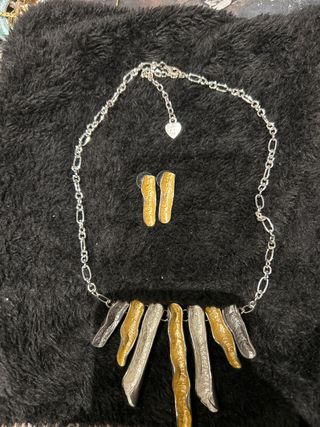 Conjunto Collar y Pendientes Oro y Plata