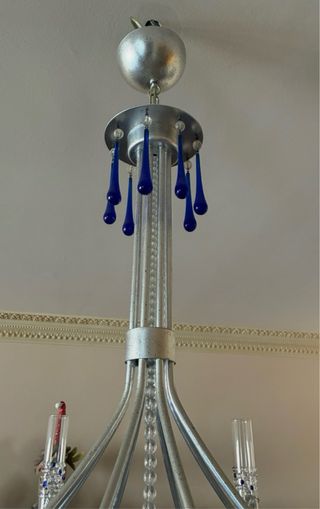 Lámpara de techo plata y azul