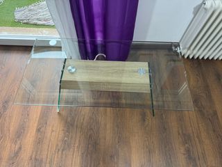 Mesa de centro cristal y madera