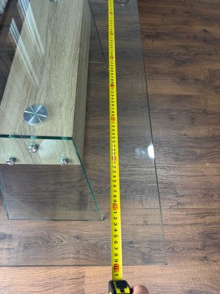Mesa de centro cristal y madera