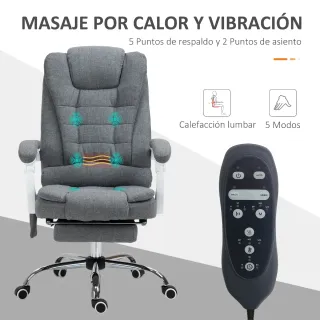 Silla de Oficina Gris con Masaje y Reposapiés