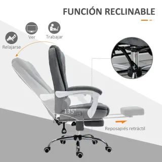 Silla de Oficina Gris con Masaje y Reposapiés