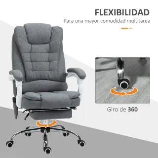 Silla de Oficina Gris con Masaje y Reposapiés